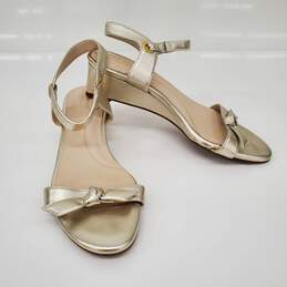 Women's Cole Haan Halsey Gold Metallic Wedge Sandal Size 7B