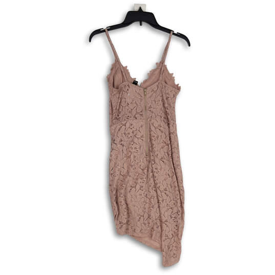 NWT Womens Pink Lace Sleeveless Asymmetrical Hem Bodycon Dress Size Small image number 4