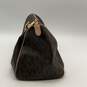 Michael Kors Womens Brown Beige Leather Monogram Bag Charm Bottom Stud Tote Bag image number 3