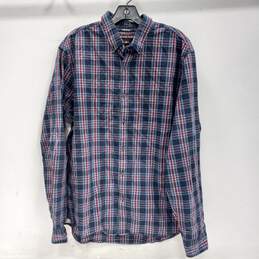 Michael Kors Men's Blue Plaid Button-Up Shirt Size XL