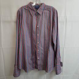 Pendleton blue and pink vertical stripe button up shirt 16