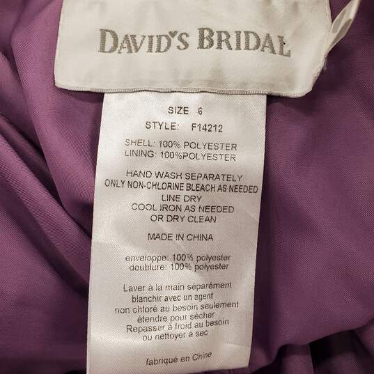 Davids Bridal Women Purple Dress SZ 6 NWT image number 4