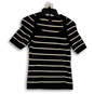 Womens White Black Striped Knitted Short Sleeve Scoop Neck Blouse Size XS image number 1