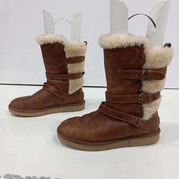 Women's Brown Leather Ugg Boots Size 9