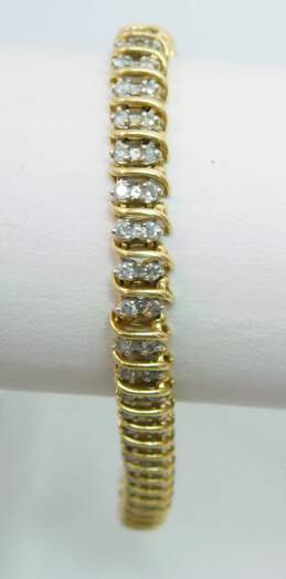 14K Yellow Gold 1.50 CTTW Diamond Tennis Bracelet 10.6g