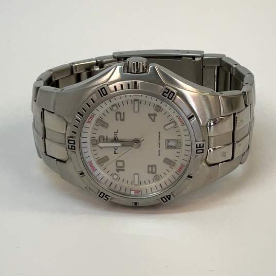 Design Fossil AM-4052 Silver-Tone Stainless Steel Analog Quartz Wristwatch image number 2