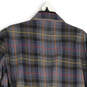 Mens Blue Brown Plaid Notch Lapel Single Breasted Two Button Blazer Size XL image number 4