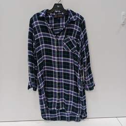 Gap + Pendleton Women's Blue Plaid LS Button Front Shirt Dress Size S