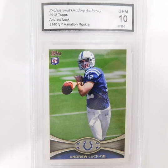 2012 Andrew Luck Topps SP Variation Rookie Graded GMA Gem Mint 10 Colts image number 1
