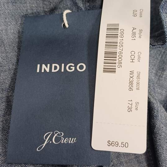 J. Crew Ludlow Slim Indigo Blue Long Sleeve Button Up Shirt Size 17/35 NWT image number 3