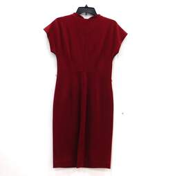 Diane Von Furstenberg Red Front Zip Sheath Dress Size 6 alternative image