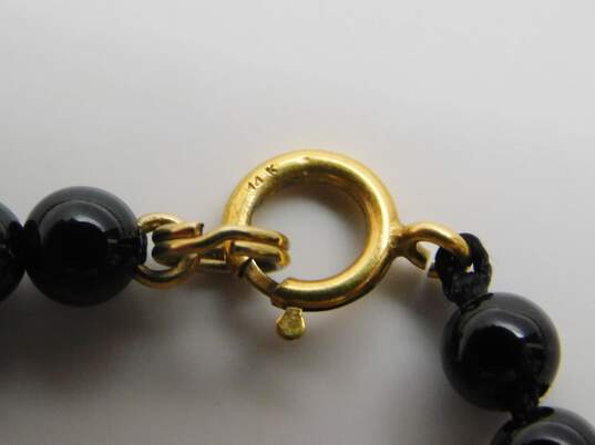 14K Yellow Gold & Onyx Beaded Necklace 16.3g image number 5