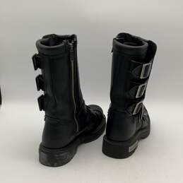 Harley Davidson Mens Black Leather Buckle Mid-Calf Side Zip Biker Boots Size 8.5 alternative image