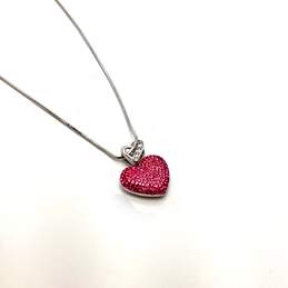 Designer Swarovski Silver-Tone Sparkly Pink Crystal Heart Pendant Necklace alternative image