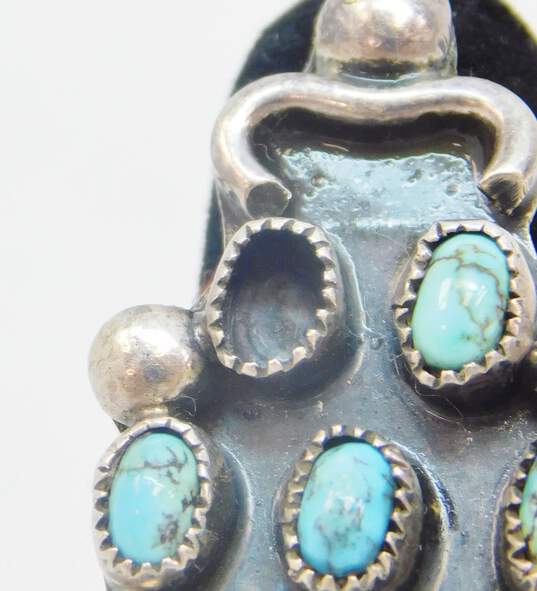 Artisan 925 Southwestern Turquoise Cabochons & Domes Cluster Pointed Split Shank Long Ring For Repair 7.9g image number 6