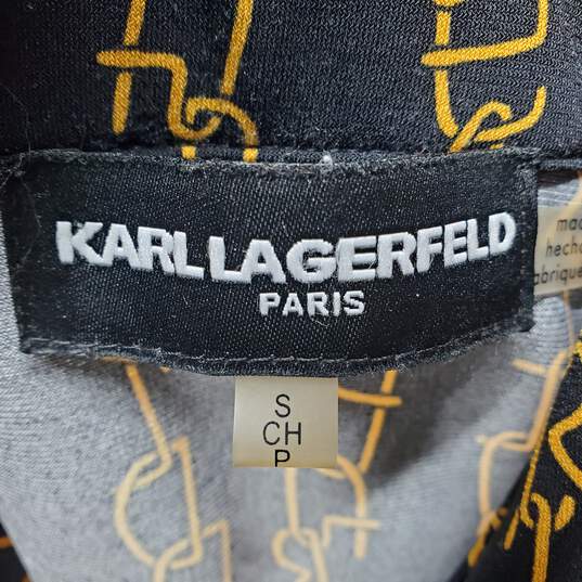 Karl Lagerfeld Paris Black & Gold LS Button Up Top Women's 2 image number 3