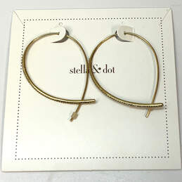 Designer Stella & Dot Gold-Tone Clear Rhinestone Fashionable Hoop Earrings alternative image