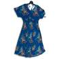 NWT Lildy Womens Blue Floral Smocked V-Neck Tassel Tie Back Maxi Dress Size L/XL image number 2