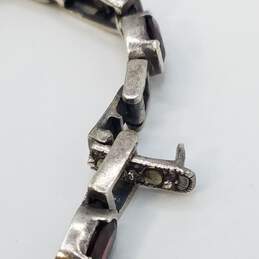 Sterling Silver Garnet Marcasite Link 7in Bracelet Damage  21.2g alternative image