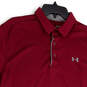 Mens Maroon Short Sleeve Spread Collar Loose Fit Polo Shirt Size Large image number 3