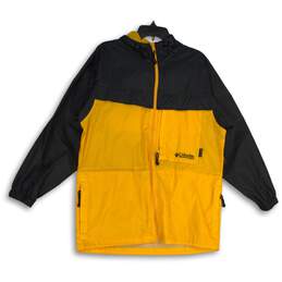 Columbia Sportswear Company Womens Yellow Black Packable Hooded Rain Jacket Sz M