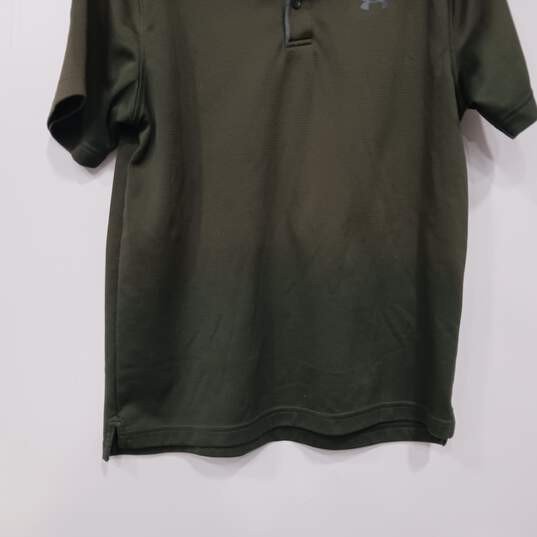 Men's Olive Green HeatGear Loose Polo Shirt Size M image number 4