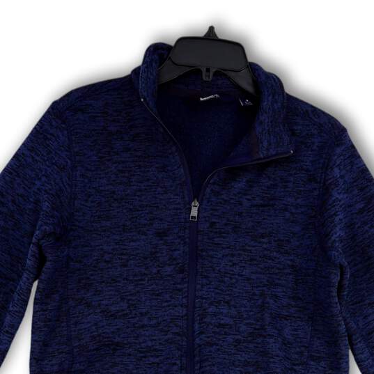 Mens Blue Mock Neck Long Sleeve Pockets Stretch Full-Zip Jacket Size Small image number 3