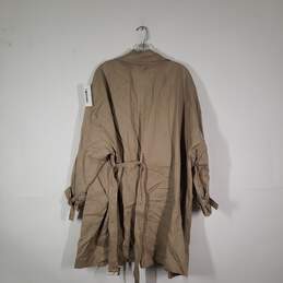 Womens Collared Long Sleeve Belted Button Front Trench Coat Size Large alternative image