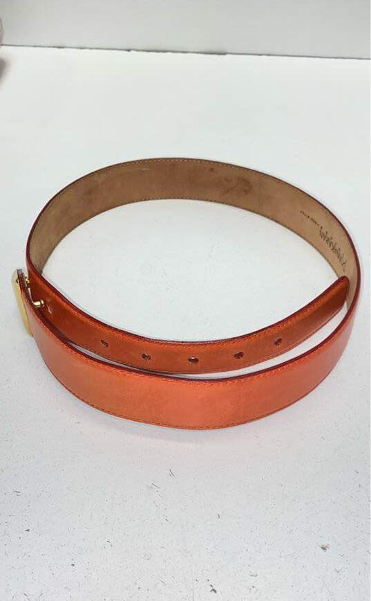 Donna Karan Orange Leather Belt Size M image number 8