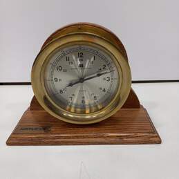 Bey-Berk Brass & Wood & Quartz Mantel Clock alternative image
