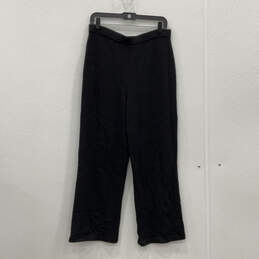 Womens Black Knitted Flat Front Straight Leg Pull-On Ankle Pants Size 8