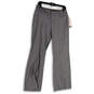 NWT Womens Gray Pockets Flat Front Straight Leg Dress Pants Size 8 Petites image number 1