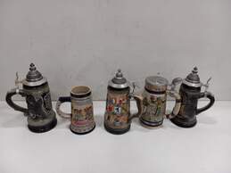 Bundle of 5 Assorted Decorative Collector Beer Steins