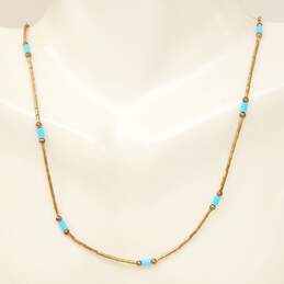925 Liquid Silver & Turquoise Beaded Necklace 2.4g alternative image