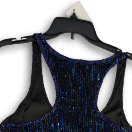 NWT Parker Womens Blue Sequin Scoop Neck Sleeveless Pullover Tank Top Size Large image number 4