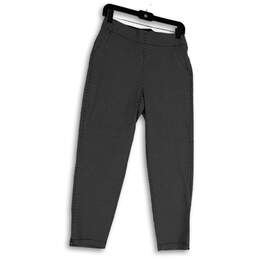 Womens Black White Print Elastic Waist Slash Pockets Pull-On Jegging Pants