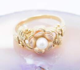 Black Hills Gold 10k Yellow & Rose Gold Pearl Floral Ring 3.3g alternative image