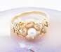 Black Hills Gold 10k Yellow & Rose Gold Pearl Floral Ring 3.3g image number 2