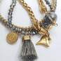 Henri Bendel Gold Tone Crystal 3-Strand Charm 6.5" Bracelet W/C.O.A 24.7g image number 4