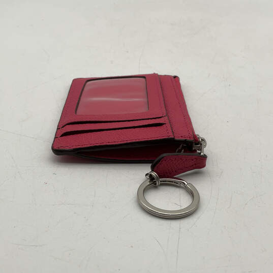 Womens Pink Leather Multiple Compartments Fashionable Zipper Coin Wallet image number 5