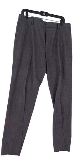 Mens Gray Flat Front Slash Pocket Straight Leg Dress Pants Size 35X32