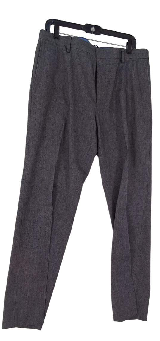 Mens Gray Flat Front Slash Pocket Straight Leg Dress Pants Size 35X32 image number 1