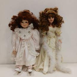 Vintage Porcelain Dolls Assorted 2pc Bundle