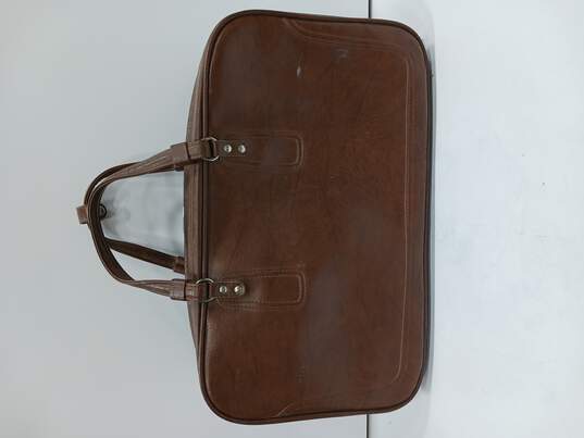 Vintage Brown Leather Suitcase image number 1