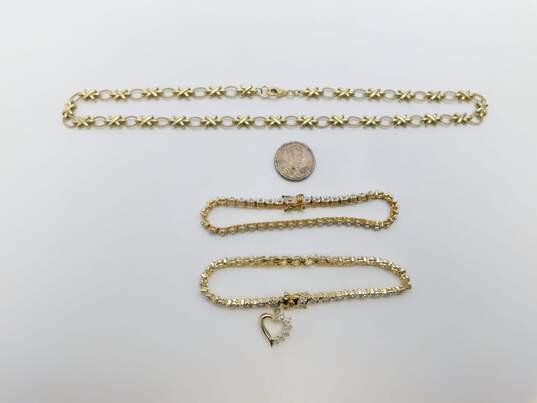 Sterling Silver Vermeil Tennis Bracelets & Fancy Chain Necklace 39.1g image number 6