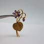Fred Paris 18k Gold Heart Flowers Amethyst 2 Inch Brooch Pin 10.3g image number 5