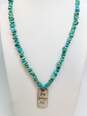Carolyn Pollack Relios 925 Southwestern Stamped Rectangle Pendant Turquoise Beaded Necklace 40.1g image number 1