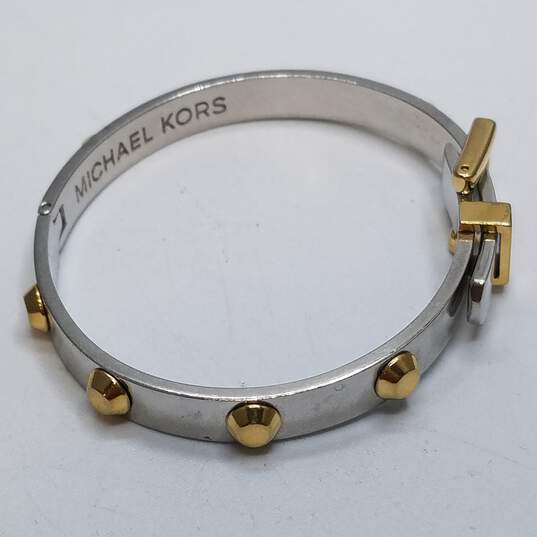 Michael Kors Gold/Silver Tone Hinge Buckle 7.5inch Bracelet 28.3g image number 4
