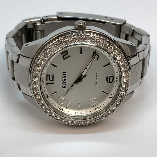 Designer Fossil AM-4248 Silver-Tone Stainless Steel Analog Wristwatch image number 3