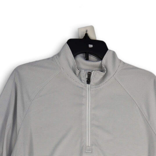 Mens White Gray Long Sleeve Mock Neck 1/4 Zip Activewear T-Shirt Size L image number 3